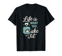 Life Is What You Bake It Script Oven & Heart Art T-Shirt