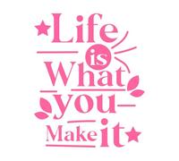 Life is What You Make it Typography Motivational Quote Design Wall Stickers Paster Paper 65.6x79.7cm Window Decals Pink