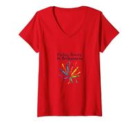 Life Isnt About Being This Perfect Colorful Crayon Art V-Neck T-Shirt, Women, Red, S
