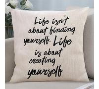 Life Isn't About Finding Yourself. Life Is About Creating Yourself Zipped Throw Pillow Covers 22"x22" Decorative Cushion Cover Motivational Saying Pillow Cases for Living Room Bedroom Couch Sofa Chair