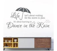 Life Isn't About Waiting for The Storm to Pass. It's About Learning to Dance in The Rain - Decal Wall Sticker Motivational Quote [Medium] [Dark Grey]