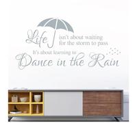 Life Isn't About Waiting for The Storm to Pass. It's About Learning to Dance in The Rain - Decal Wall Sticker Motivational Quote [XLarge] [Silver]