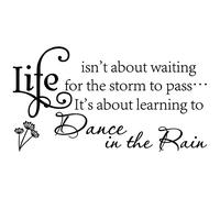 Life Isn't About Waiting for The Storm to Pass… It's About Learning to Dance in The rain Vinyl Wall Decal Stickers Inspirational Quotes Wall Décor