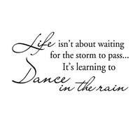 Life Isn't About Waiting for The Storm to Pass… It's Learning to Dance in The rain Vinyl Wall Decal Inspirational Quotes Wall Décor