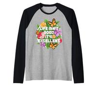 Life Isn't Good It's Excellent Floral Optimist Healing Happy Raglan Baseball Tee