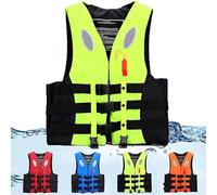 Life Jacket Adjustable High Buoyancy Vest - Safety Jacket for Kayaking, Boating, Swimming & Water Sports with Rescue Whistle & Reflective Strips
