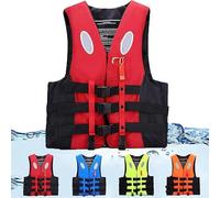 Life Jacket Adjustable High Buoyancy Vest - Safety Jacket for Kayaking, Boating, Swimming & Water Sports with Rescue Whistle & Reflective Strips