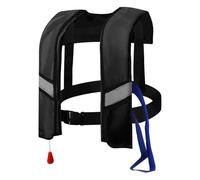 Life Jacket Adult Automatic Inflation within 3s, Buoyancy Aids 150n Nylon Adjustable Buckle with Reflective Strips, Whistle for Boating, Surfing, Swimming (Black)