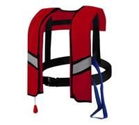 Life Jacket Adult Automatic Inflation within 3s, Buoyancy Aids 150n Nylon Adjustable Buckle with Reflective Strips, Whistle for Boating, Surfing, Swimming (Red)