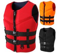 Life Jacket Adult Kids Swim Vest Portable Floatage Gilet Neoprene Adjustable Buoyancy Aid for Kayak Paddle Fishing Snorkel Diving Water Sport(Red,S (48-58KG))