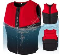 Life Jacket Adult Neoprene Adjustable Buoyancy Aids Vest Life Saving Vests Sports 48-100kg with Adjustable Buckle(Red,M (58-70KG))
