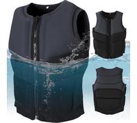 Life Jacket Adult Neoprene Adjustable Buoyancy Aids Vest Life Saving Vests Sports 48-100kg with Adjustable Buckle(Gray,M (58-70KG))