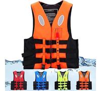 Life Jacket Adult with Whistle | Buoyancy Jackets - Adjustable Life Vest Aid for Men and Women, Unisex Swim Vest for Kayaking, Boating, Water Sports | Safety and Comfort Guaranteed (Orange, L)
