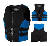 Life Jacket for Adults Buoyancy Aid Vest Neoprene Watersports Snorkel Vest Unisex Swimming Vests(Blue,2XL(90-100KG))