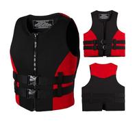 Life Jacket for Adults Buoyancy Aid Vest Neoprene Watersports Snorkel Vest Unisex Swimming Vests(Red,L(70-78KG))