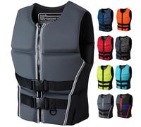 Life Jacket for Adults Buoyancy Vest Neoprene Adjustable Buoyancy Aids Lightweight Swimming Vest Men Women Life Vests for Kayaking Fishing Surfing(Letter Gray,XL)