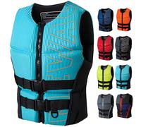 Life Jacket for Adults Buoyancy Vest Neoprene Adjustable Buoyancy Aids Lightweight Swimming Vest Men Women Life Vests for Kayaking Fishing Surfing(Blue,2XL)