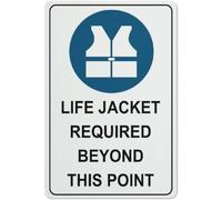 Life Jacket Required Beyond This Point Metal Tin Sign Aluminum Warning Signs For Indoor & Outdoor Yard Lawn Sign Decor 8X12 Inch