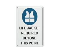 Life Jacket Required Beyond This Point Sign 12 X 8 Inches Aluminum Sign Reflective - Uv Protected, Waterproof, Weatherproof And Fade Resistant - 4Pre-Drilled Holes