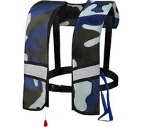 Life Jackets Automatic Inflatable Nylon Adjustable Buckle Swim Vest with Reflective Strips & Whistle Portable Water Sports Life Vest for Adults, Kids (No Gas Cylinder), Dark Blue