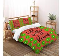 Life Kiwis Bedding Set Theme Bedspread Fruit Orchard Plant Duvet Cover Set Microfiber Comforter Cover Universal for All Seasons Pillowcase Super King（260x220cm）