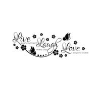 Life Laughter Love Inspirational Quotes Butterfly Flowers Wall Decals PVC 25x73.3cm Art Mural Painting Black