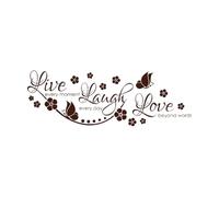Life Laughter Love Inspirational Quotes Butterfly Flowers Wall Stickers Paster Paper 25x73.3cm Do not Damage The Wall Surface Coffee