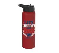 Life Liberty BBQ Patriotic Grilling Distressed Design Stainless Steel Insulated Water Bottle
