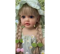Life-Like Doll Reborn Caucasian Doll with Long Eyelashes, Super Soft Girl Doll Rooted Hair Toddler 21''