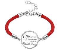 Life Moments Breath Quote Lucky Red String Bracelet Rope Bracelet Handmade
