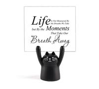 Life Moments Breath Quote Memo Holder Cartoon Black Cat Stand Decoration