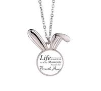 Life Moments Breath Quote Rabbit Necklace Pendant Bunny Animal Jewelry Gift