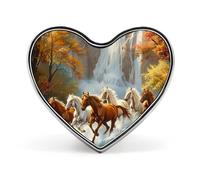 Life Mountain Stream Running Horse Wild Badge Heart Shape Cute Brooch Pins Button Badges for Backpack Jackets Hats Decor
