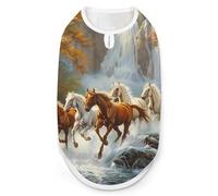 Life Mountain Stream Running Horse Wild Dog Shirts Patterned Pet Clothes Tank Top Sleeveless T-Shirt for Cats Puppy M
