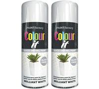 Brilliant White Spray Paint, 2 x 400ML Color It Spray Paint For Metal, Wood, All-Purpose Gloss Finish White Spray Paint, Wood Spray Paint Can by Paint Factory