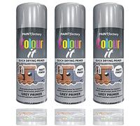 Life Necessities Grey Primer Spray Paint, 3 X 400ML, Brilliant Grey Matt Finish, For Interior & Exterior Use On Metal, Wood, Plastic, with Long Lasting Finish & Protection Spray Paint