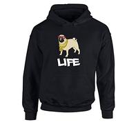 Life of A Pug, Kids Printed Hoodie - Jet Black/White/Transfer 9-11 Years