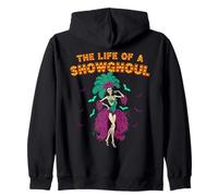 Life of a Showghoul Halloween Skeleton Showgirl Retro Tee Zip Hoodie