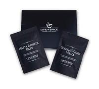 Life of Spice Twin Pack Rub Gift | 2 Great All Purpose Barbecue rubs in Gift Box | Hasta Barista Baby (60g) / Wagga Wagga Mama (60g) | Mustard, Garlic, Espresso and Coriander | Superb BBQ Rub Set