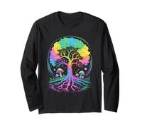 Life of Tree with Glowing Mushrooms and Roots Long Sleeve T-Shirt