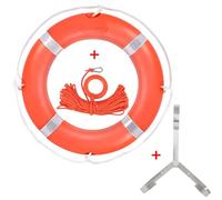 Life Preserver Ring, 23 Inch Life Ring with Bracket Boat Safety Throw Rings Orange, Pool Life Ring with Rope 98.5 FT Water Floating Lifesaving Rope and Reflective Tape for Boat