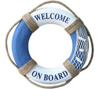 Life Preserver Ring, Mediterranean Style Hanging Foam Swim Ring with Perimeter Rope 16 Inch Portable Lightweight Pool Floats for Swimming Pool, River, Seaside, Throw Rings