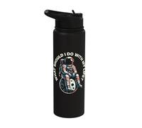 Life Question Astronaut Sitting On The Moon Art Vintage Stainless Steel Insulated Water Bottle
