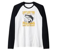 Life’s Better with a Fishing Rod in Hand Men Women Graphic Raglan Baseball Tee