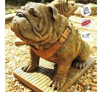 Life Size Sitting British Bulldog Stone Garden Ornament