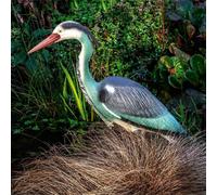 Life-Sized Decoy Heron - Weatherproof Realistic Bird Scaring Humane Deterrent For Garden Pond - Measures H71 X W16.1 X D22Cm