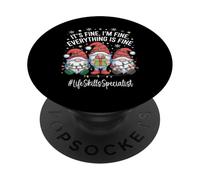 Life Skills Specialist Gnome Everything Is Fine Christmas PopSockets Adhesive PopGrip