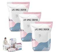 Life Space Creator Storage Bags No-Pump 3D Vacuum Storage Bags,80*100*32cm Large Reusable Vacuum Pack Bag,Airtight Moisture Proof Compression Bag for Comforters,Blankets,Clothes,Travel (3pc/100x80x32)