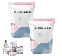 Life Space Creator Storage Bags No-Pump 3D Vacuum Storage Bags,80*100*32cm Large Reusable Vacuum Pack Bag,Airtight Moisture Proof Compression Bag for Comforters,Blankets,Clothes,Travel (2pc/100x80x32)