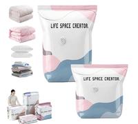 Life Space Creator Storage Bags No-Pump 3D Vacuum Storage Bags,80*100*32cm Large Reusable Vacuum Pack Bag,Airtight Moisture Proof Compression Bag for Comforters,Blankets,Clothes,Travel (2pc/70+100)